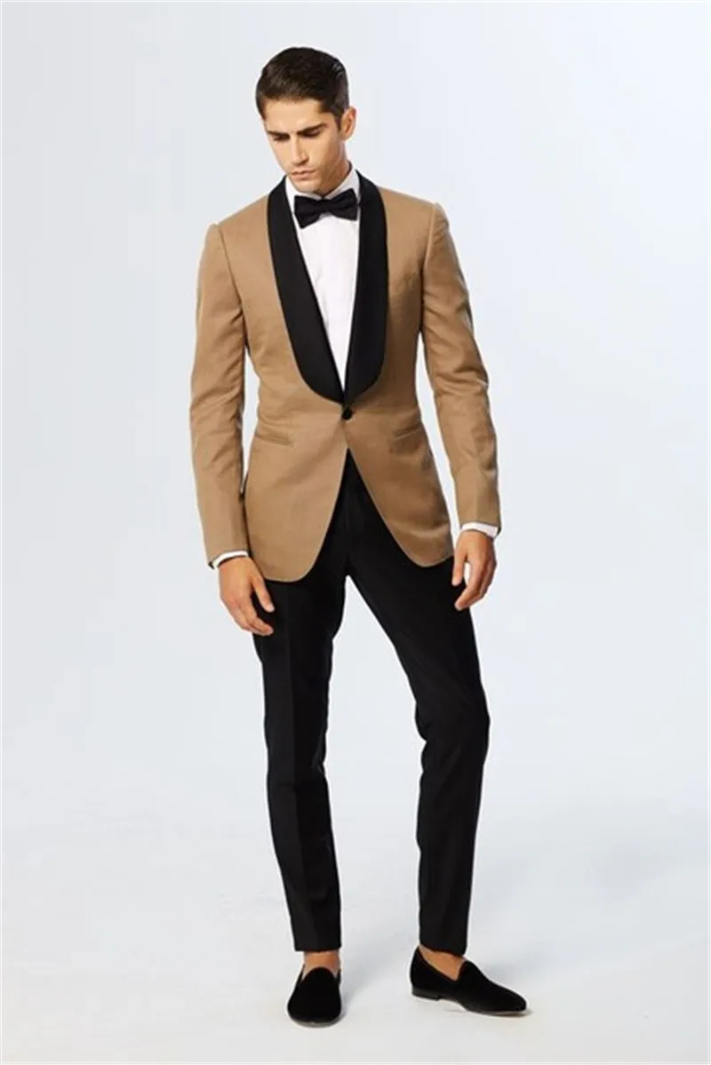 

Design Brown Shawl Lapel Slim Men's Suit 2 Piece Mens Suits Blazer Custom Elegant Tuxedo Bridal Dance Party Jacket Dress