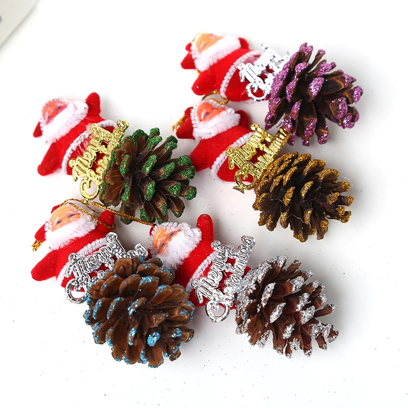 Novelty Christmas Tree Santa Claus Pine Cone Hanging Decoration Decor Supplies