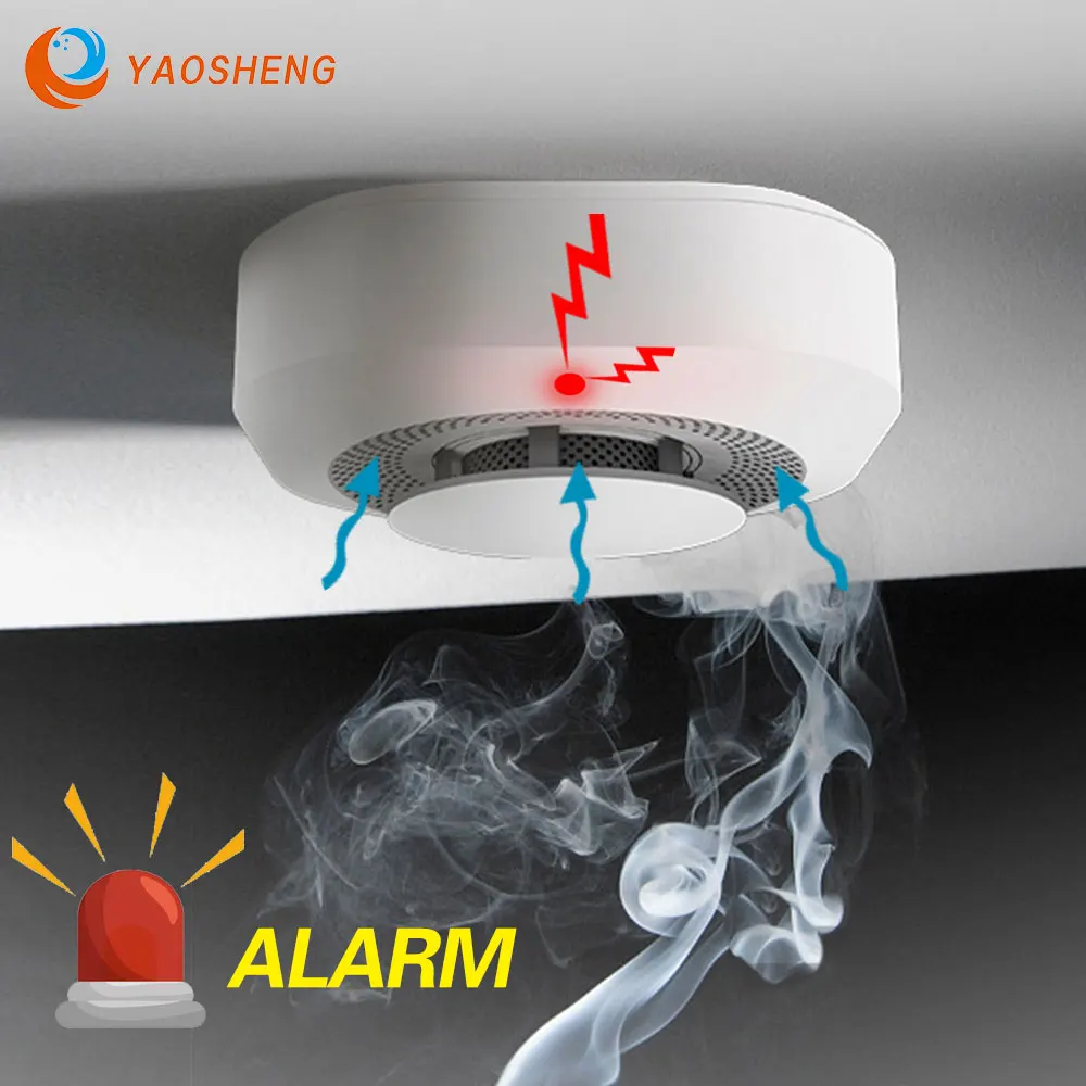 Wireless Smoke Detector Fire Alarm System 433MHz Smoke Sensors Used For Home Store Office Work With PG103 105107 108 Smoke Siren