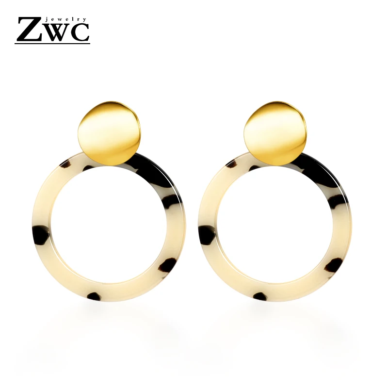 Beige 2 ZWC, винтажные корейские большие серьги для женщин, женская мода, золото, кубический цирконий, висячие серьги, серьги геометрической формы, ювелирное изделие - Окраска металла: Beige 2