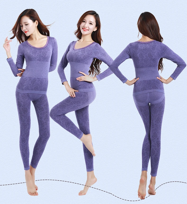 Long Johns Women For Winter Sexy Women Thermal Underwear Suit Women Body Shaped Slim Ladies Intimate Sets Female Pajamas Warm 78