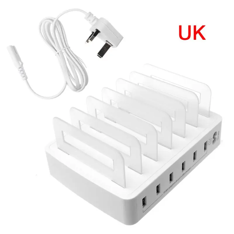 Умное зарядное устройство USB устройство для быстрой зарядки док-станция 6 портов 2.4A мобильных телефонов, планшетов несколько Организатор устройств настольная подставка питания