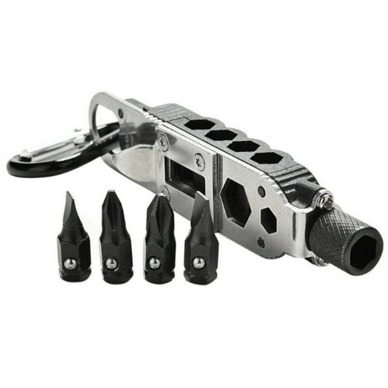 

Mini Portable Multifunction Screwdriver Bicycle Bike Repair Combination Tool Screwdriver Outdoor Camping Opener With Led Light