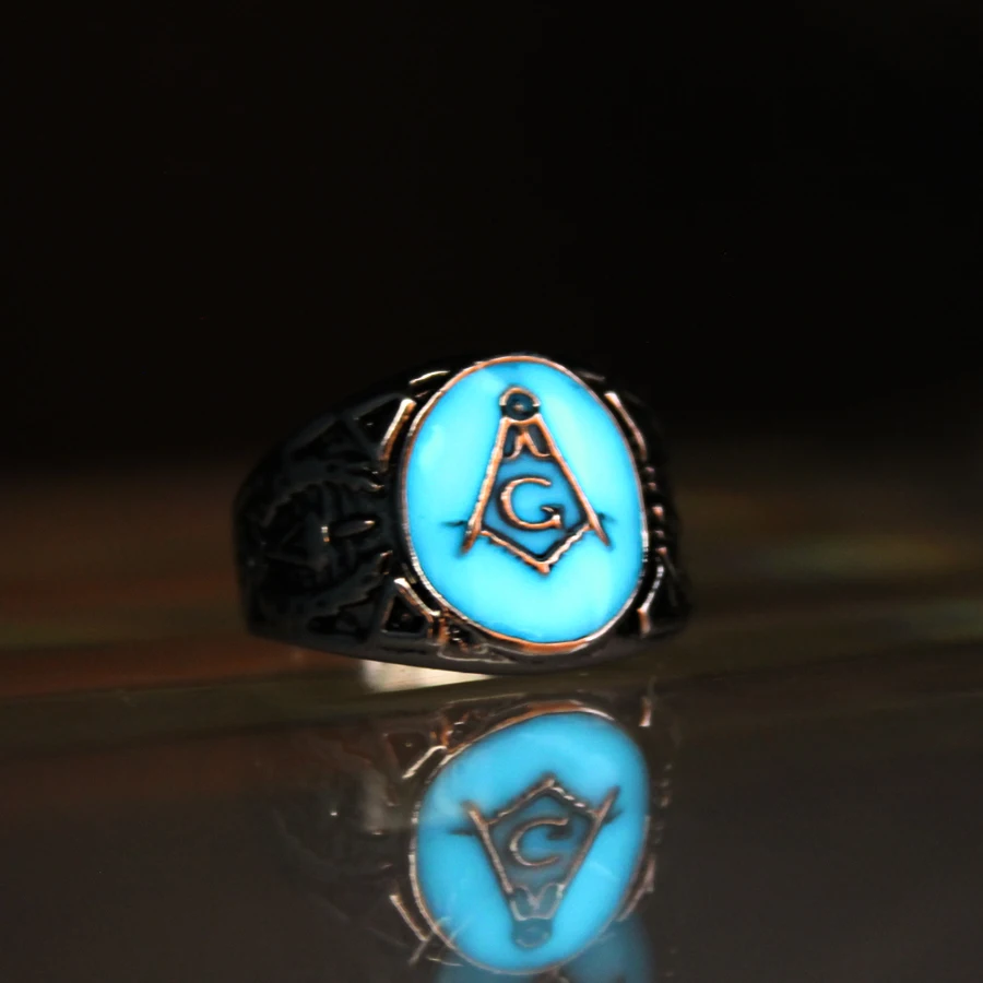 Finger Ring New glow ring Free and Accepted Masons Ring men women Glowing Ring Luminous freemason rings gift Glow In The Dark Jewelry