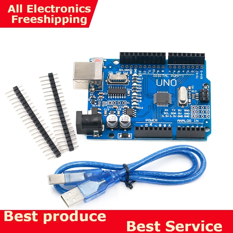 

high quality One set UNO R3 CH340G+MEGA328P Chip 16Mhz For Arduino UNO R3 Development board + USB CABLE