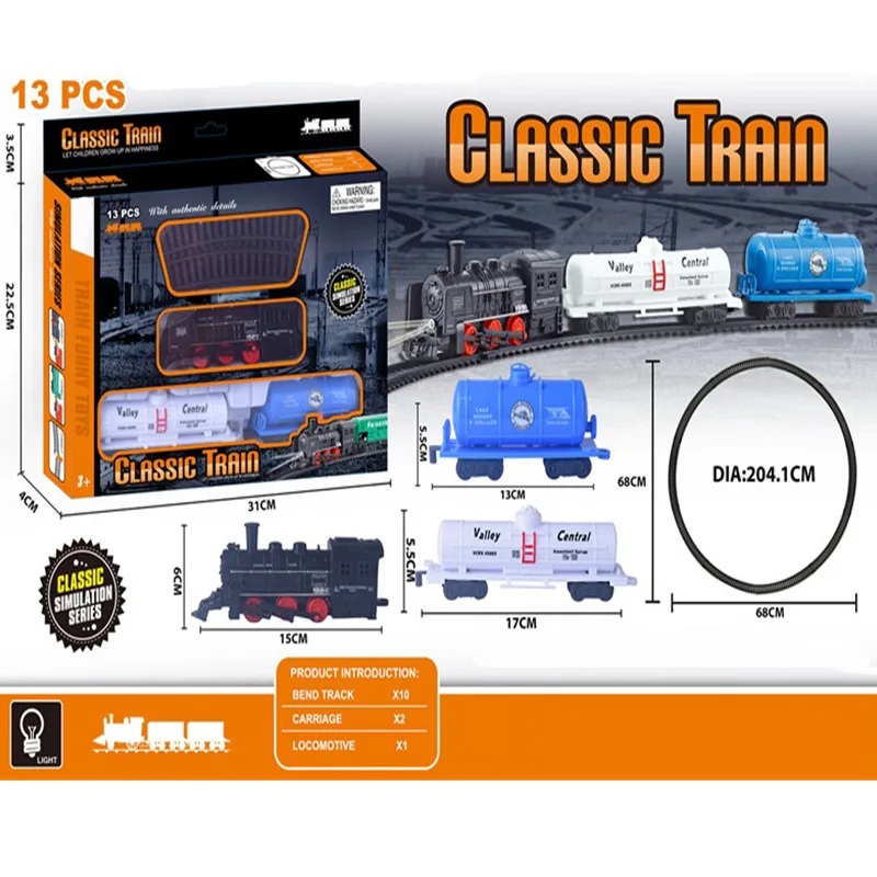 

Children Electric Rail Train Toy Children Christmas Gift 2 Section Cabin Classical Light Rail Train