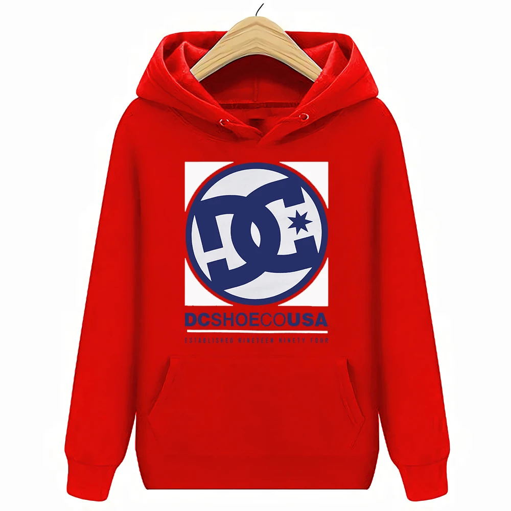 Harajuku Dc Shoe Co Usa Streetwear Hoodies Sweatshirts Casual Print - Цвет: Красный