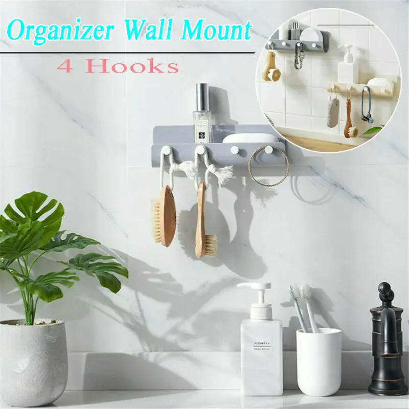 

Home Door Bathroom Hanger Wall Mount Hooks Key Holder Rack Organizer