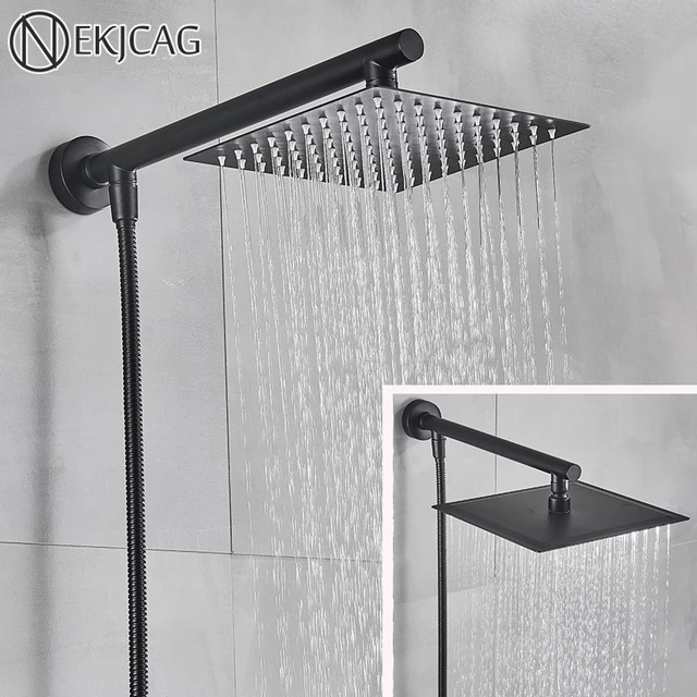 Multiple Sizes Options Matte Black Bathroom Square Rainfall Shower Head  Wall Mount Bathroom Accessories With Shower