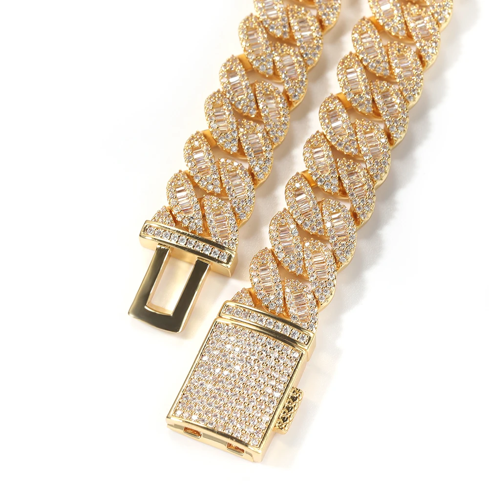 TBTK 16mm Luxury Miami Cuban Link Necklace Iced Out BaguetteCubic Zirconia Bracelet HipHop Fashion Jewelry For Party Gift