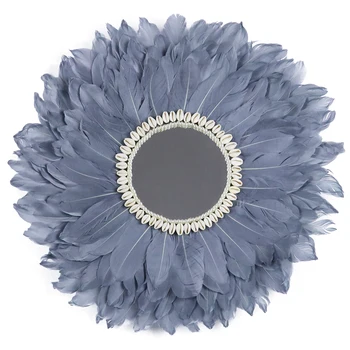 

50CM Hand-woven Macrame Feather Mirror Wall Hanging Wall Nordic Porch Creative Living Room Sofa B&B Decor Headboard Boho Decor