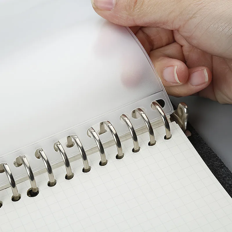 Cartelle con cerniera per raccoglitore A 5A6 A7 B5 A4 per raccoglitore per notebook a 6 anelli Borse trasparenti per archiviazione documenti a fogli mobili - immagine 2