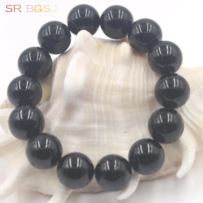 Free Shipping 6 8 10 12 14mm Round Natural Black Tourmaline Gems Stone Handmade Stretchy Jewelry Bracelet 7&quot 7.5&quot 8&quot | Украшения