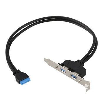 

Black 2 Port USB 3.0 A 20 pin header board header adapter Rear panel