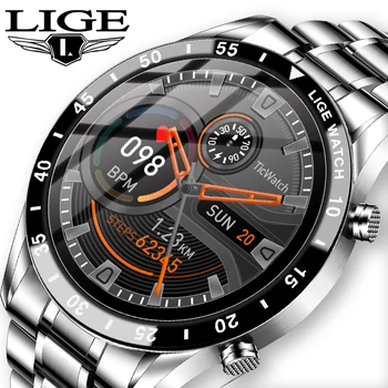 

LIGE 2020 New Smart Watch Men Bluetooth Call Smart Watch Heart Rate Monitor Full Touch Screen Smartwatch man reloj inteligente