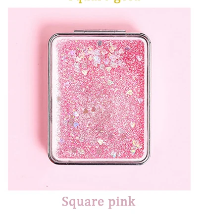 Складное двустороннее карманное мини-зеркало для макияжа уникальное креативное зыбучее песочное Подарочное увеличительное портативное ежедневное зеркало для макияжа - Цвет: square pink