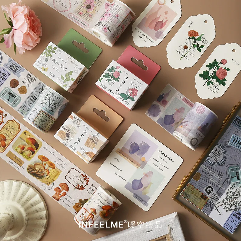 

1pcs Wide Masking Washi Tape Vintage Plant Note Series Bullet Journal Decor Diy Scrapbooking Tape Stationery Sticker D20