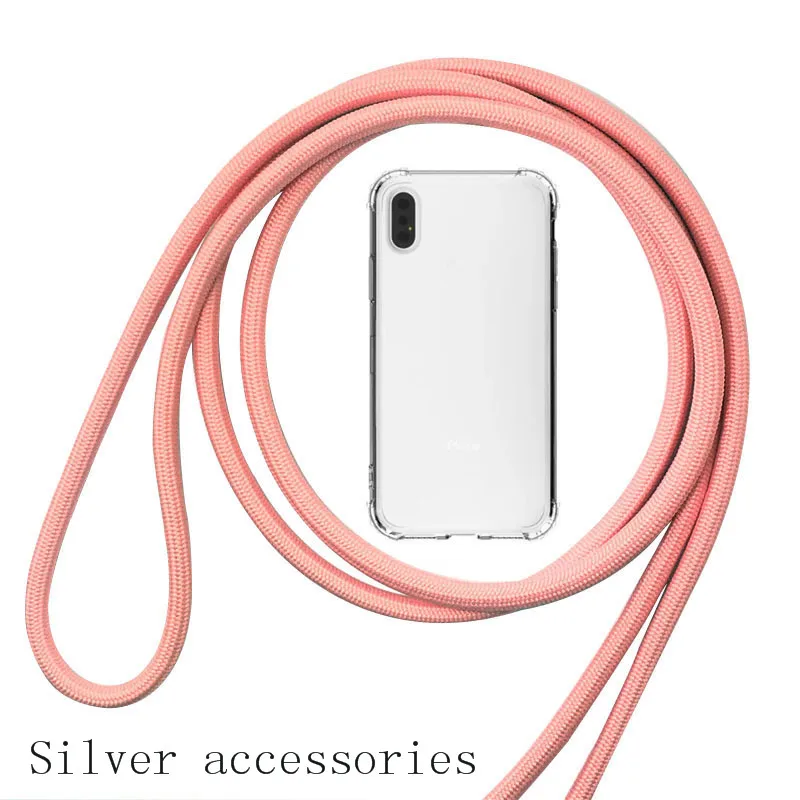 pink Чехол для iPhone 11, ремешок на плечо, шнур, прозрачный мягкий чехол для телефона из ТПУ для iPhone XR 11 Pro Max XS MAX X 7 8 6 S plus - Цвет: pink