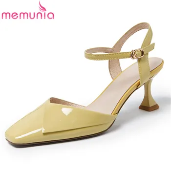 

MEMUNIA 2020 new arrive women sandals patent leather buckle thin high heel summer sandals fashion party wedding shoes woman