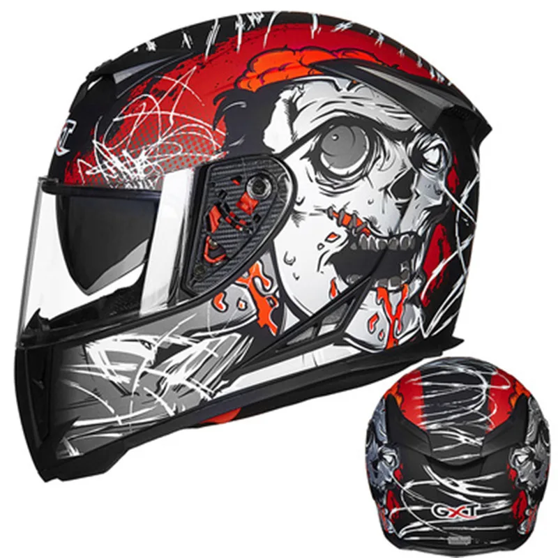 Capacete, Мото шлем GXT 158 гоночный мотоциклетный шлем анфас шлем с двойными линзами шлем для мотокросса мотоциклетный шлем - Цвет: Design 17