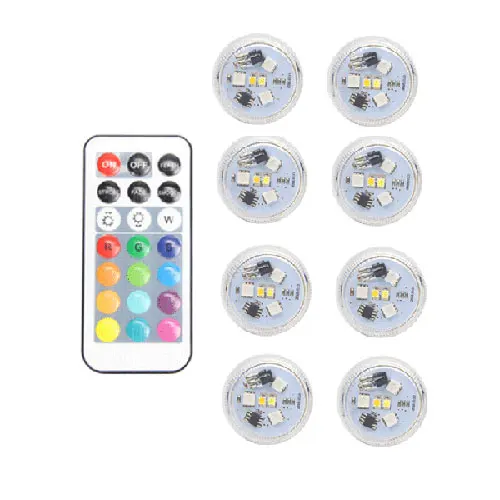 8 lamps 1 controller Обновленный непроницаемый подводный светодиодный свет 3,8 см большие чайные свечи огни для свадебных мероприятий ваза бумажный фонарь вечерние украшения - Испускаемый цвет: 8 lamps 1 controller