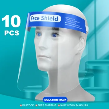 

10pcs Transparent Anti Droplet Spit Dust-proof Protective Full Face Shield Safety Protection Visor Shield Full Face Shield