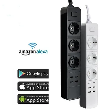 

Smart Wifi Power Strip Surge Protector Multiple Power Sockets 4 USB Port Voice Control for Amazon Echo Alexa's Google Home Timer