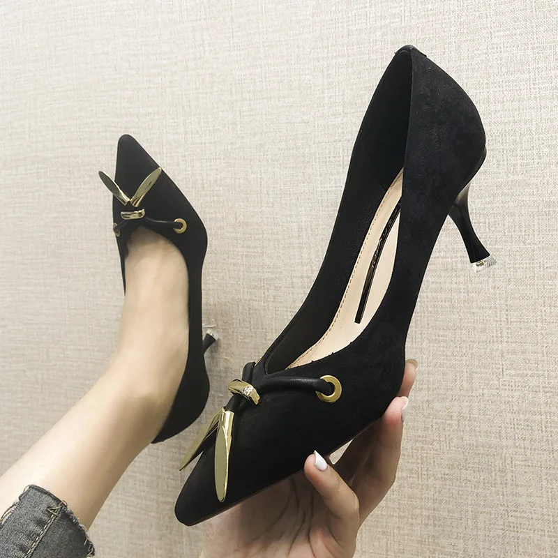 

French High Heel Shoes Women's 2020 Spring New Style Versatile New Style Hipster GIRL'S Online Celebrity Sexy Thin Heeled Shoes