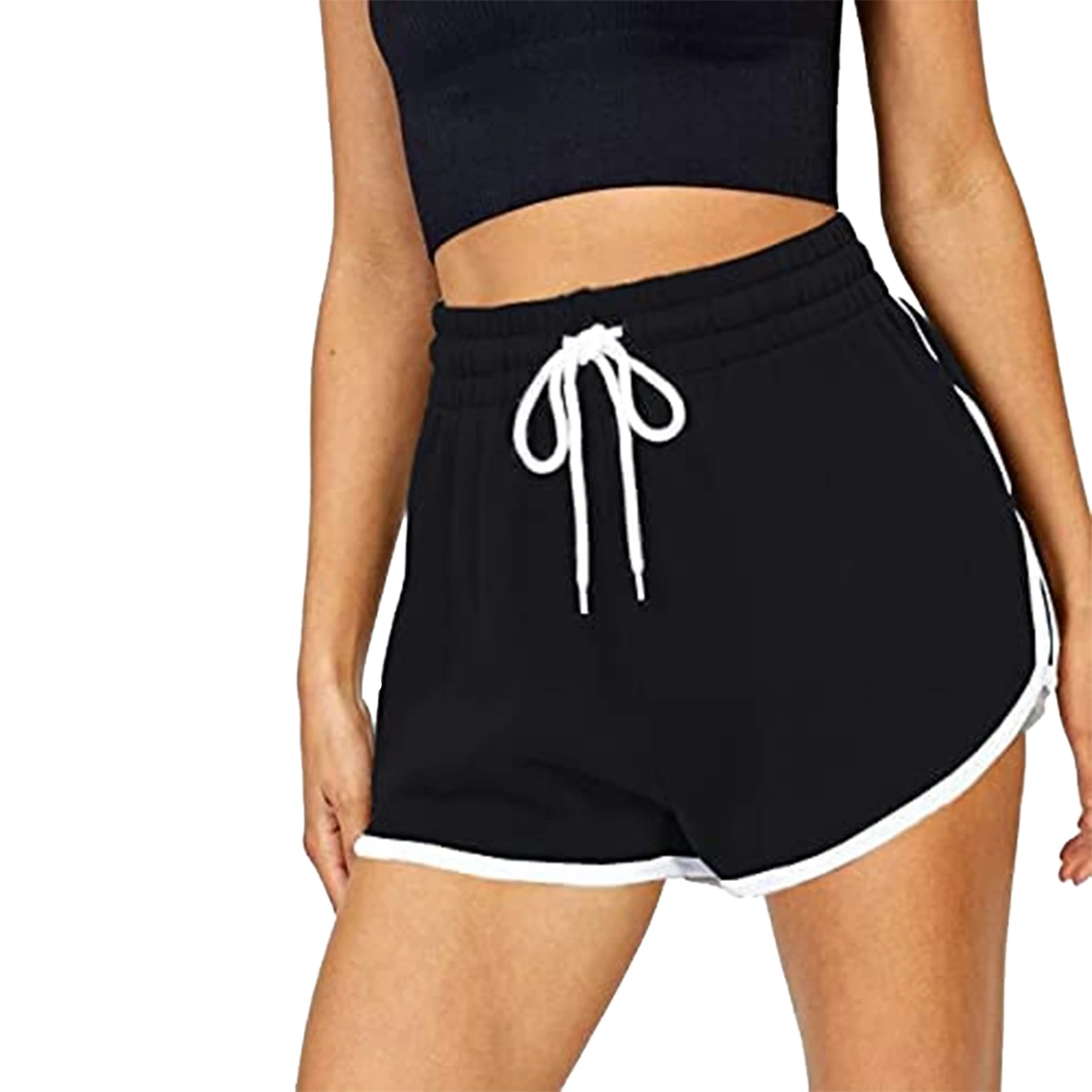 Pantalones cortos deportivos holgados para mujer, pantalón chándal de cintura elástica bolsillos, Color claro/rosa/naranja/blanco, varios colores|Pantalones cortos| - AliExpress