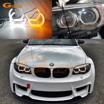 

For BMW 1 Series E82 E88 E87 E81 Xenon headlight M4 Style DTM LED Angel Eyes White Amber switchback DRL turn signal light