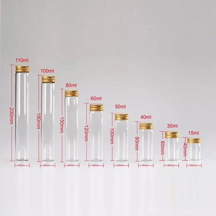 5PCS 15/20/25/30/35/40/50/60/80/110ml Glass Bottles Vials Jars with Screw Cap DIY Wedding Home Decor Storage Spice Bottles Jars 3