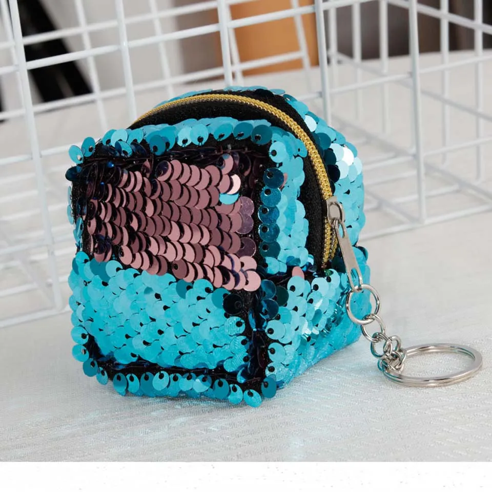 Cube Children s Coin Bag Change Color Sequins Mini Wallet Women Fashion Bling Mini Purse Sequin