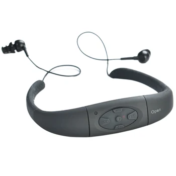 

HOT-Waterproof MP3 Player Earphone Music Media Player Underwater Neckband Audio Headset Headphone with FM Radio for Diving Swimm