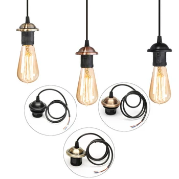 

Vintage Retro E27 Screw Ceiling Pendant Light PVC Flexible Pendant Lamp Holder Lighting Fitting With Ceiling Plate 1m Lamp