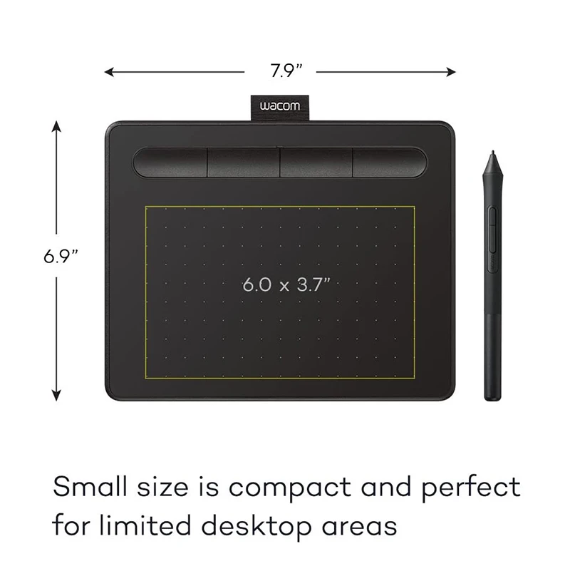 Wacom Intuos Small Graphics Drawing Tablet, includes Training & Software; 4  Customizable ExpressKeys Compatible With Chromebook Mac Android & Windows