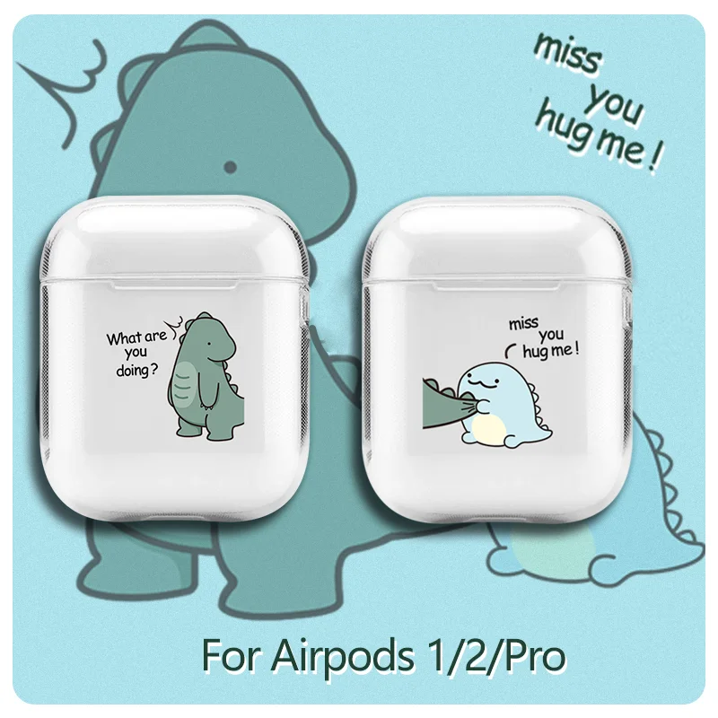 

Luxury Transparent Case for Airpods Creative Original Cute Dinosaur Cartoon Clear Airpods 1 2 3 Quality PC Case Protective Cover
