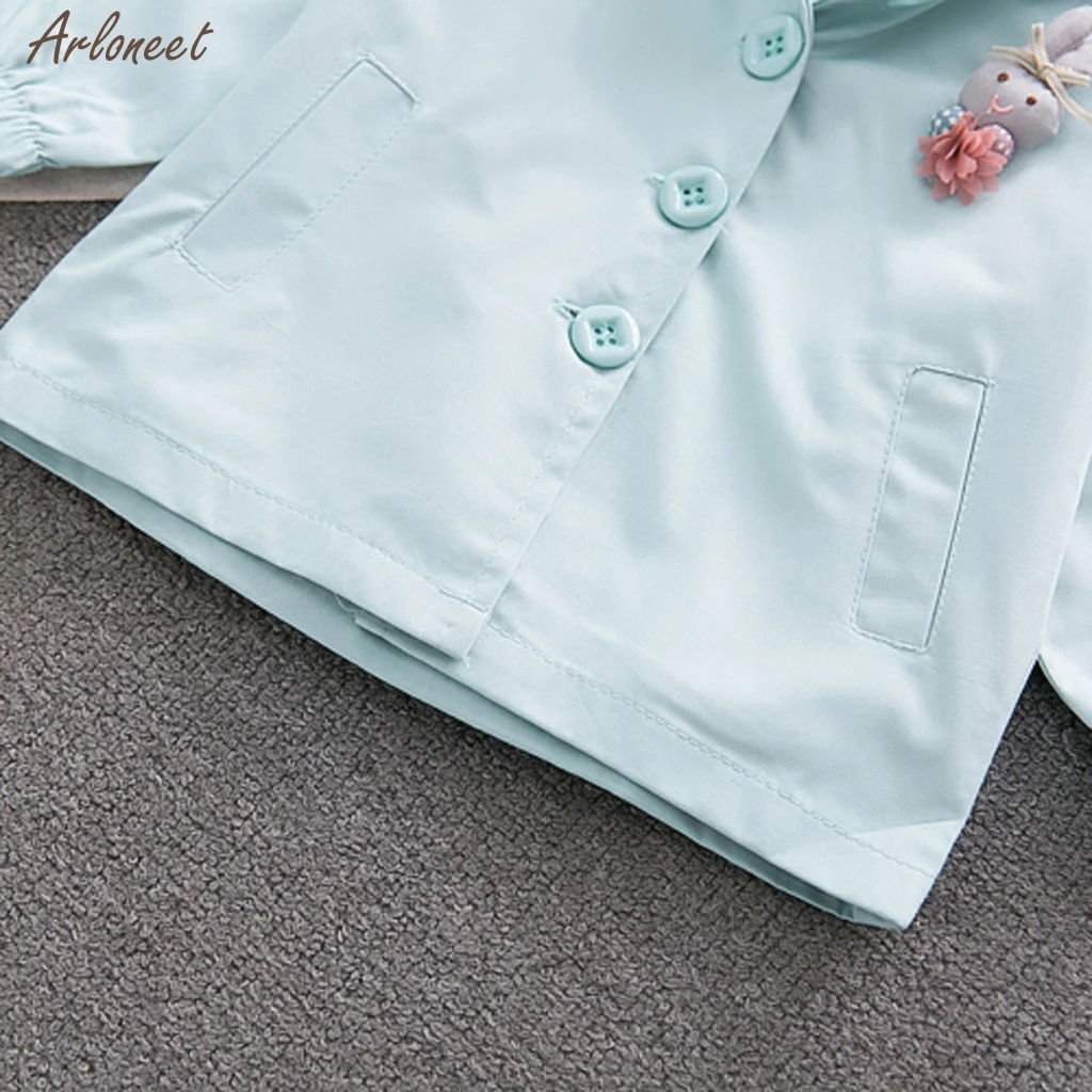 Toddler Baby Kids Girls Rabbit Ear Hooded Windproof Coat Outwear Casual Clothes Zipper Coats Tops Clothes New