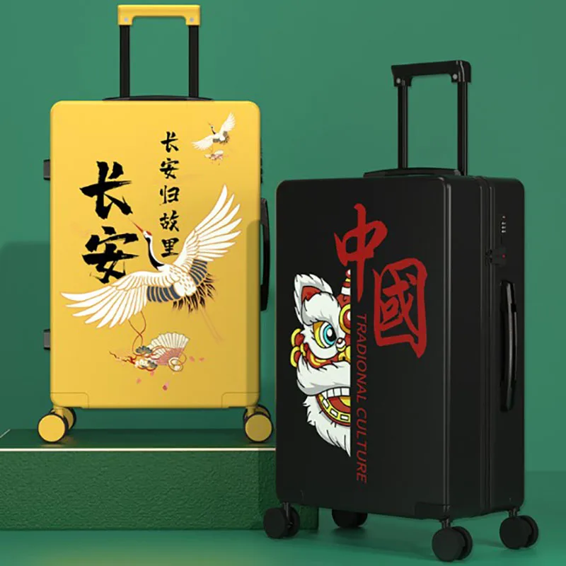 

20 "22" 24 "26"Retro Travel Cabin Suitcases Rolling Hand Carry-ons Luggage Box Large Capacity With Small Wheeled Trolley Case