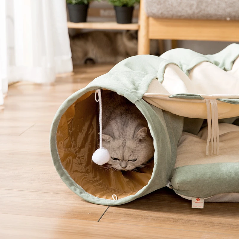 Забавная кошка кровать-туннель складной кринкл Pet палатка котенок щенок хорьки кролик интерактивные игрушки 2 отверстия туннель Pet кошка гнездо