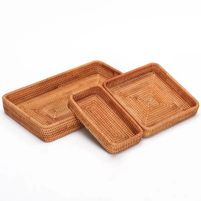 

3 pcs / lot Candy storage tray Fruits vegetable snacks stoarge dried fruit Rattan stoarge baskets tableware dishes plates cute