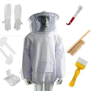 

Beekeeping Beekeeper Suit Bee Jacket Gloves Bee Hive Brush J Hook Hive Tool Set 8 Kits
