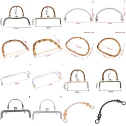 1PC Metal Wood DIY Purse Kiss Clasp Lock Frame For Handmade Handbag Clasp Lock With Bamboo Handle Clutch Bag Handbag Accessories