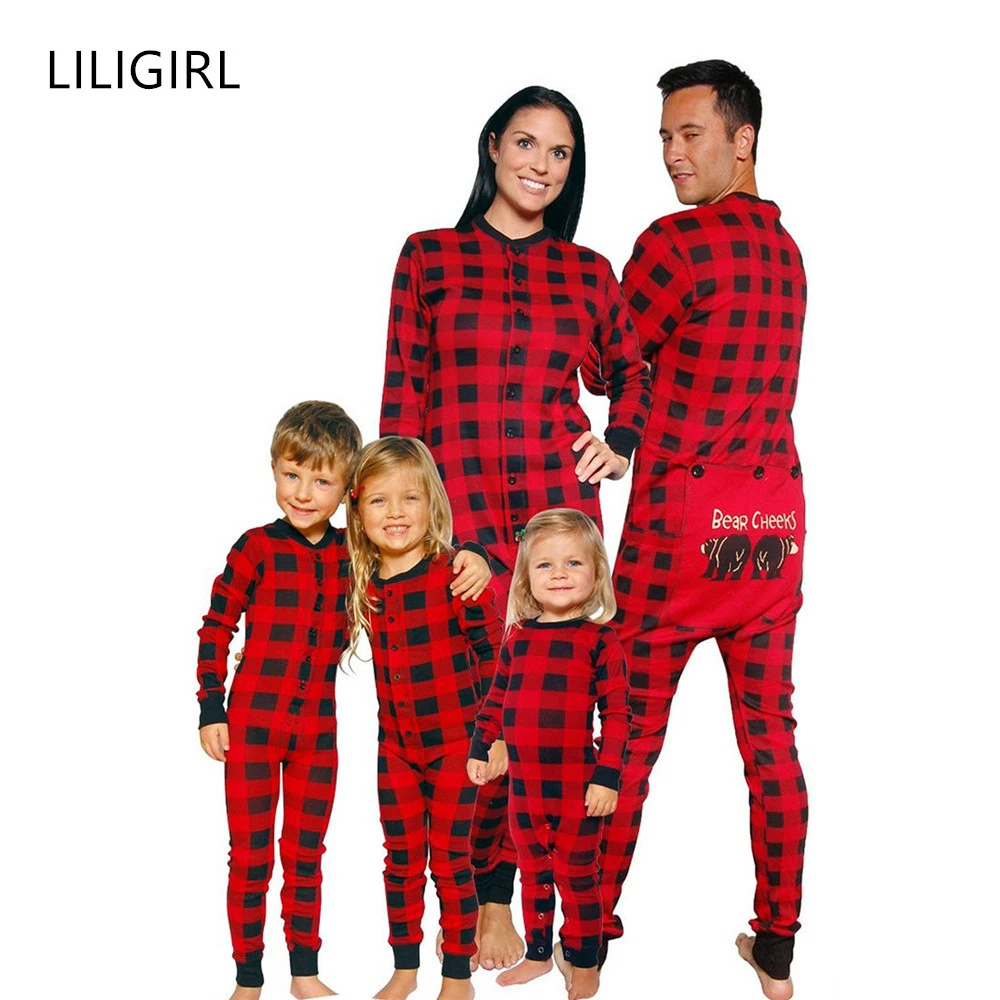 

Cotton Family Matching Clothes Father Mother baby Stripe Print pajamas Mommy Girl Winter Long Sleeve Warm Sleepwear Nightwear