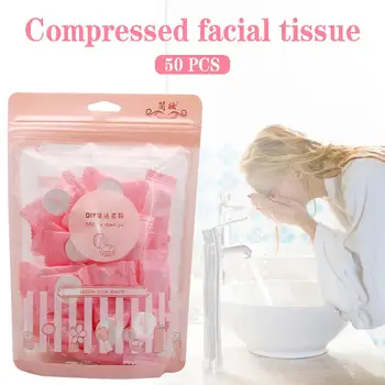 

50pcs Outdoor Travel Magic Compressed Cotton Disposable Towel Tablet Capsules Cloth Wipes Paper Tissue Mask