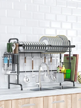 

304 stainless steel sink rack leaching rack kitchen rack supplies household storage rack pool put dishes rack