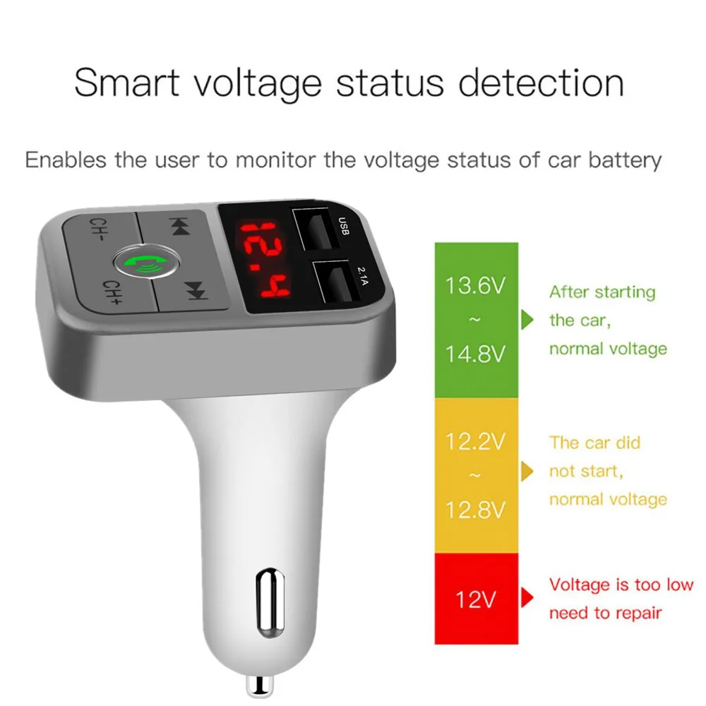 Автомобильное зарядное устройство с двойным USB напряжением Bluetooth автомобильный комплект громкой связи fm-передатчик музыкальный аудио адаптер MP3-плеер зарядное устройство для мобильного телефона
