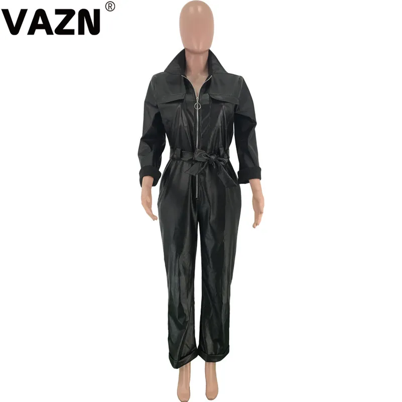 VAZN, Новое поступление, известный бренд, бодикон, твердый, на молнии, спортивный черный комбинезон, полный рукав, длинный комбинезон, Повседневный, Сексуальный Комбинезон
