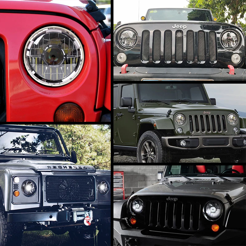 45W Led Headlamps with Laser Combo Driving Lights 7 Inch Headlights for Niva 4x4 Suzuki (6)