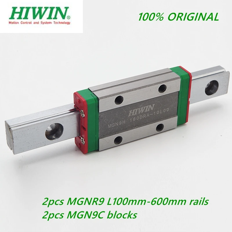 2 шт Hiwin Линейная направляющая mgnr9-l 100-600 мм+ 2 шт MGN9C/MGN9H линейный блок каретки для ЧПУ