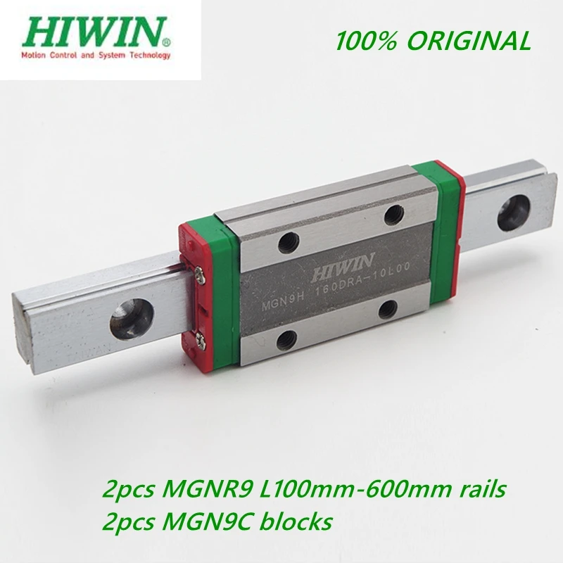 2 шт. оригинальная линейная направляющая Hiwin MGNR9-L 100-600 мм + 2 шт. MGN9C/MGN9H линейная каретка блока для ЧПУ 2 шт. оригинальная линейная направляющая Hiwin MGNR9-L 100-600 мм + 2 шт. MGN9C/MGN9H линейная каретка блока для ЧПУ